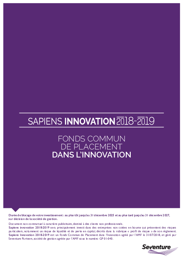 FCPI Sapiens Innovation 2018/2019 (FR0013349529)